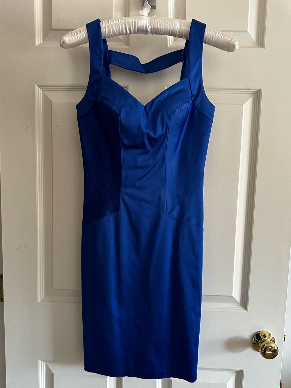 Aidan Mattox Cobalt Blue Fitted Cut-Out Cocktail Dress